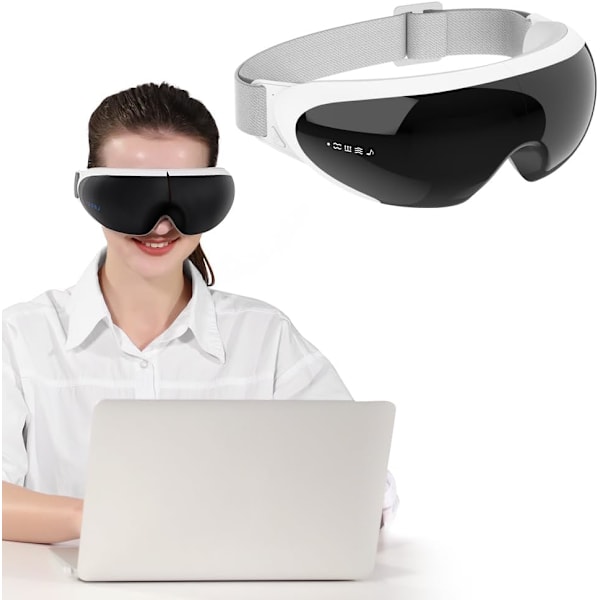 Termisk ögonmassageapparat - Värmebehandling, vibration, migränlindring - Lugnande ögonmask för avkoppling och välbefinnande - Perfekt present!