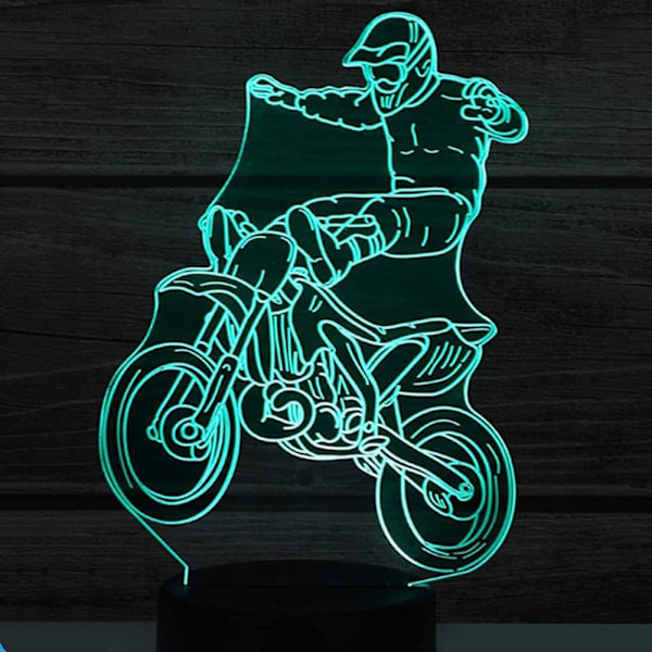 3D Motorcykel Bil Natlys Bordsklampe Optisk Illusion Lamper 7 Farve Skiftende Lys LED Bordlampe Julegave Hjem Kærlighed Fødselsdag Børn Børn Gave