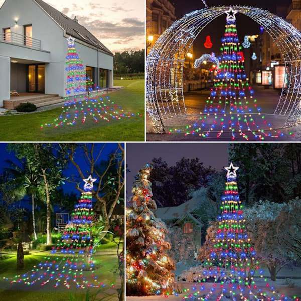 Julbelysning utomhus, 350 LED-lampor Vattenfall Julgransljus 8 Belysningslägen Fe-ljus med fjärrkontroll för trädgårdsfest Bröllopsdekor