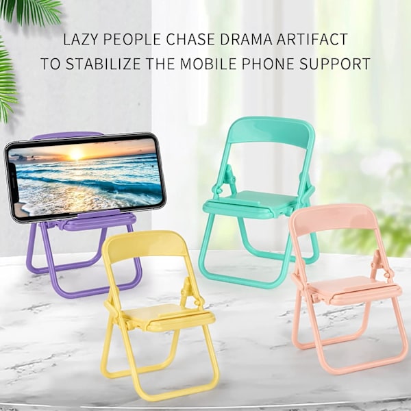 Prime Lightning Deals Today Mini Foldbar Stol Mobiltelefon Stativ Desktop Foldbar Candy Farve Mobiltelefon Holder Foldbar Stol Vugge til Skrivebord Telefon Green