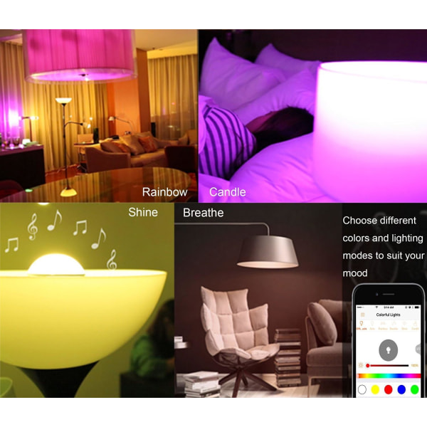 Bluetooth-ljuskällor med högtalare, trådlös E27 smart LED-lampa med RGB-färgväxling / musikspelare / smartphone-appstyrd