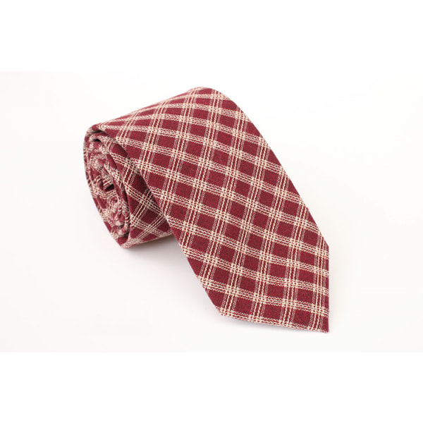 2,8" (7cm) Ruudullinen/raidallinen solmio Tartan kudottu TR materiaalinen solmio, punainen