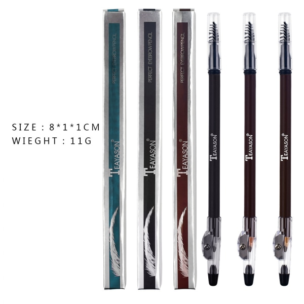 3 st Ögonbrynspenna Eyeliner Set, Vattentät ögonbrynspenna, lätt att färga