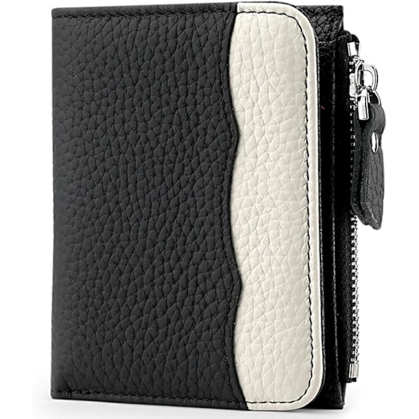 Liten Damplånbok Bifold Slim RFID-skydd Kreditkortshållare med Dragkedja Myntficka Läder black