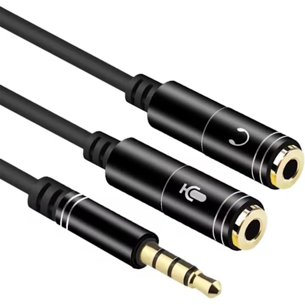 Audio Jack Adapter Cable, Audio Splitter Cable, Audio Jack Cable 3.5 mm Male to Double 3.5 mm Female Microphone Y Splitter Cable(0.35m)