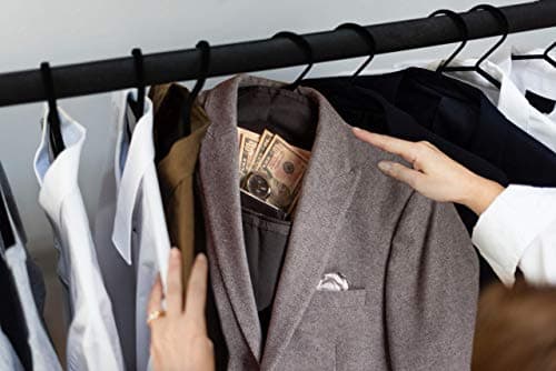 Klädhängare med dold säkerhetsficka, diskret förvaring för värdesaker och kontanter, för hem- och resebruk Grey