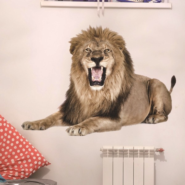 LION WALL STICKER 3D LOOK - SOVRUM LOUNGE NATURE DJUR VÄGGDEKALT