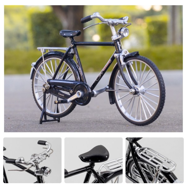 Legering cykel 28 bar simuleringsleksaksmodell dekoration presentask (28 bar damkläder [svart] med luftpump)