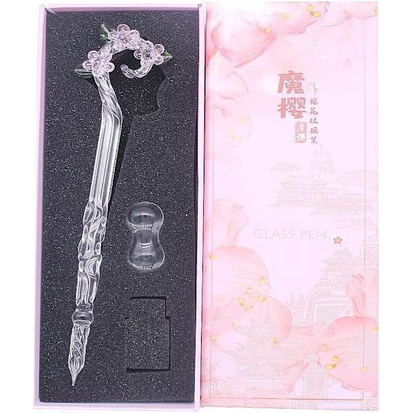 Käsintehty lasinen dippakynä Magic Sakura -lasikynä Kristallidippakynä Sign Pen lahjakynä kalligrafia kynä - Pinkki