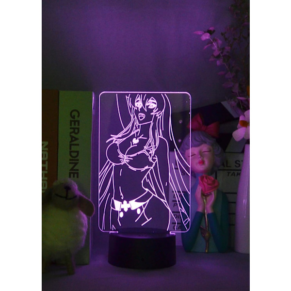 Akame Ga Kill Natlampe 3D LED Skrivebordslampe USB-drevet Natlys Fjernbetjening Ferie Fødselsdagsgave Soveværelsesindretning