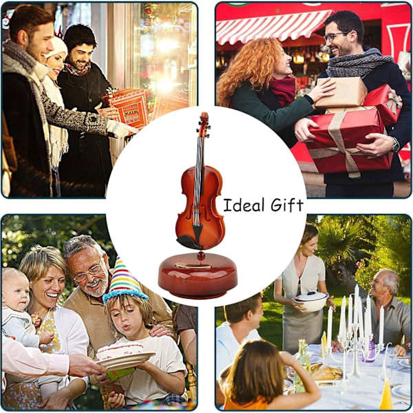 Violin Musikboks - Klassisk Musikboks Mini Replika Instrument Håndværk Dekoration Gave Håndværk Hjem Kontor Ornament