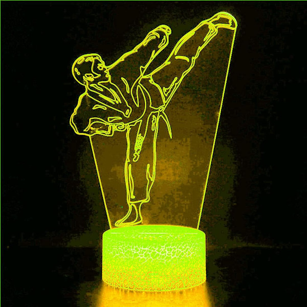 3D Taekwondo Karate Natlys Bordlampe Optisk Illusion Lamper 7 Farveskiftende Lys LED Bordlampe Julegave Hjem Kærlighed Fødselsdag Børn Dekoration Legetøj Gave