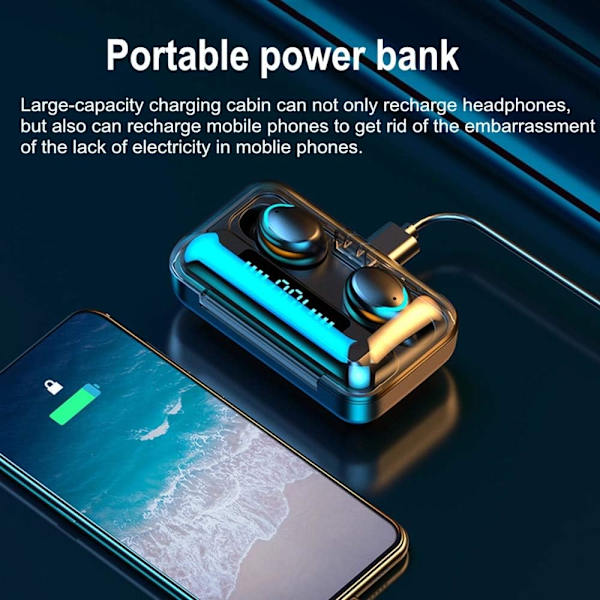 Langattomat kuulokkeet langattomalla latauskotelolla, LED-virranäyttö, syvät bassot, vedenpitävät Bluetooth-kuulokkeet mikrofoneilla, puheluiden melunvaimennus