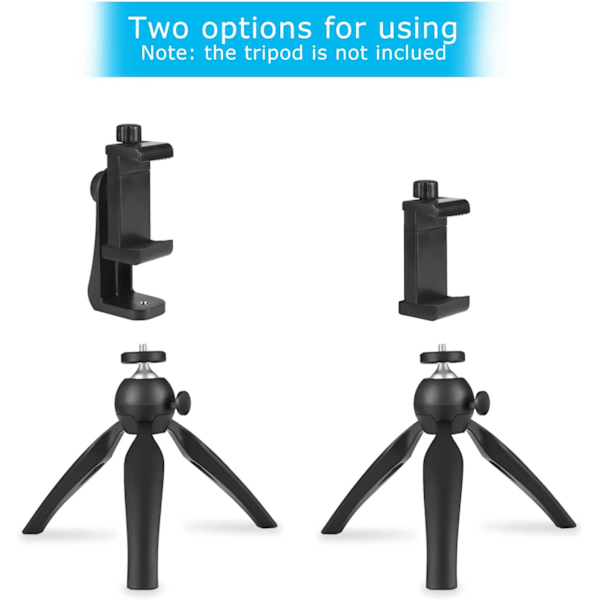 Premium Smartphone-hållare/Vertikal och horisontell stativmonteringsadapter roterbar hållare med 1/4 tums skruv/Justerbart klämma för iPhone 1-Pack