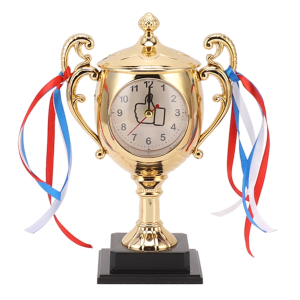 Retro klocka Livsliknande trofémodell Dekorativ liten skrivbordsväckarklocka för sovsal Sovrum Vardagsrum Gold