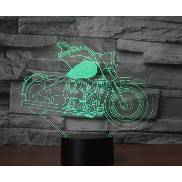 3D Motorsykkel Fjernkontroll 16 Farger Nattlys Illusions Akryl LED Bord Nattbord Lampe Barn Soverom Skrivebord Dekor Bursdagsgaver Leke for Barn