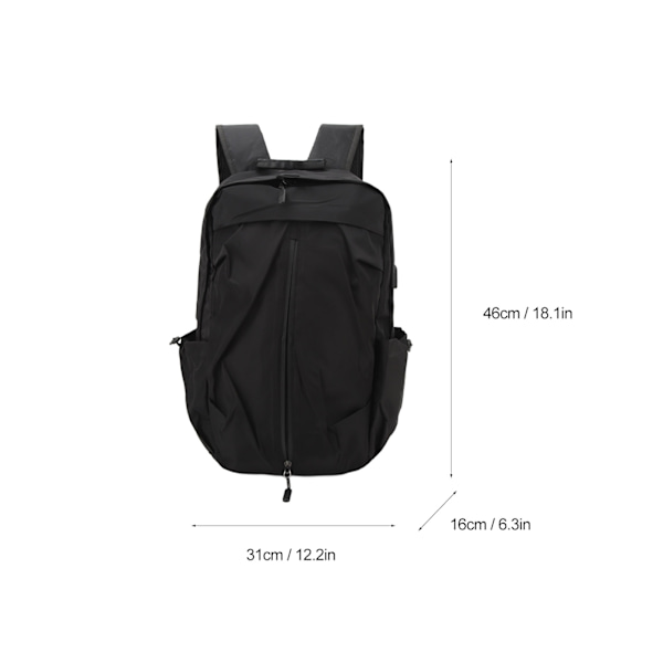 Man Ryggsäckar Lätt Laptop Business Resväska med USB Laddningsport för Skola Utomhus  Polyester Black