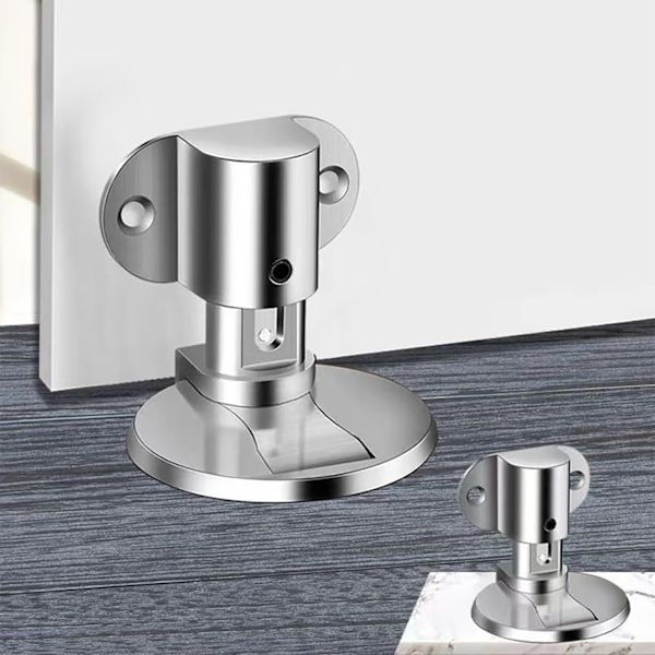 Magnetiska dörrstopp, WJSM, magnetiska dörrstopp för botten av dörren, självhäftande utan borrning, skydda dörren från kollision när den öppnas (Silver 1) Silver