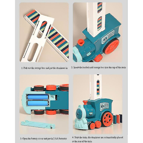 60-delad elektrisk automatisk domino-tågbyggstenssats