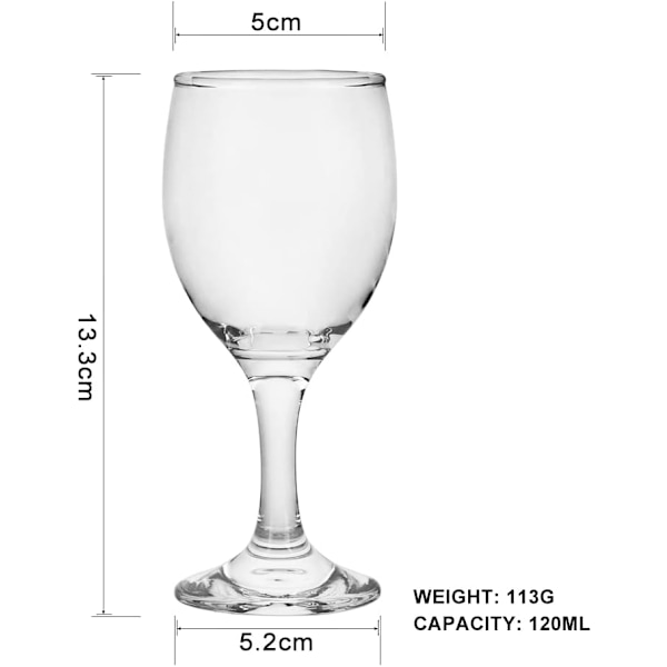 120ML 4 Ounce - Sett med 6 Klassiske Rødvinglass Holdbare Klart Hvite Blyfrie Glasskopp Til Fest (Glass, 6Pcs4OZ)