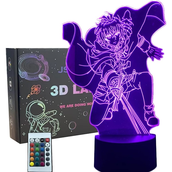 Anime 3D Illusion Manga Mikaela Hyakuya Figur Natlampe LED Bordlampe Skrivebordslamper Natlys 7/16 Farver USB Belysning Soveværelse Hjem Decor