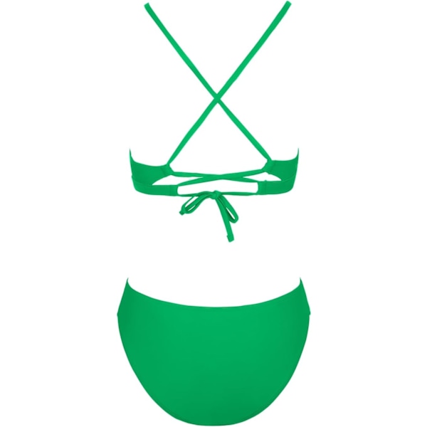 WJSMBikini Set til kvinder Todelt badedragt V-hals lavtaljet krydsryg selvbindende spaghettistropper Lime Green M