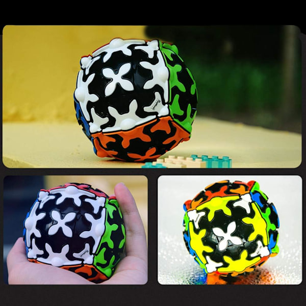 Gear Magic Cube Set, Gear Speed Cube-paket med 3x3x3 Gear Cube Gear Pyraminx Cylindrisk Gear Cube och Gear Ball Cube Pussel Leksaker 4 st