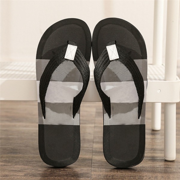 Herr Flip Flops Snabbtorkande Andningsbar Halkfri Mjuk EVA Ergonomisk Strand Thong Sandaler Black 40