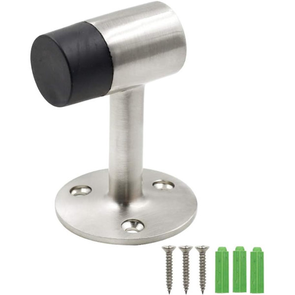 3 Tommers / 75mm Heavy Duty Gulvstopp, Dørstopper i Børstet Nikkel i Rustfritt Stål - 1 Pakning