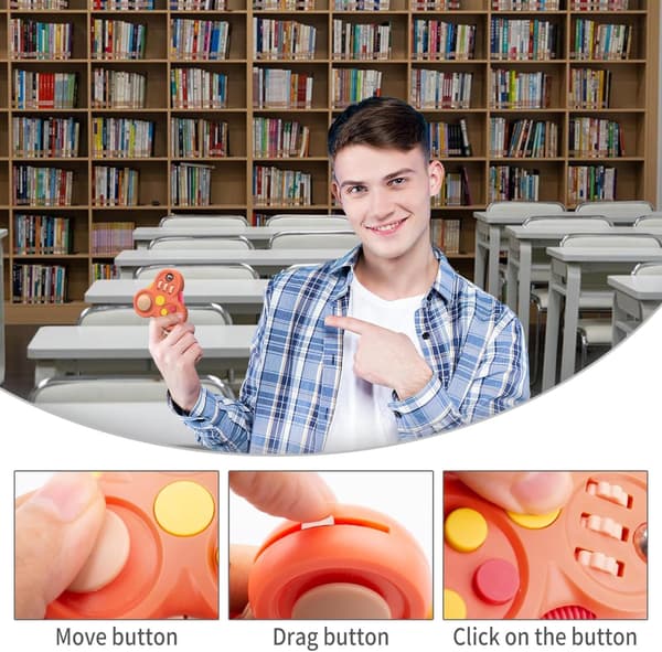 Triangulär Fidget Pad Controller för vuxna och barn, sensorisk stressavlastningsleksak med klickare, reglage och snurra, ADHD- och autism-fidget orange
