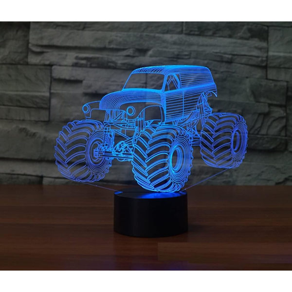 3D Traktorbil Fjärrkontroll 16 Färger Nattlampa Illusion Akryl LED Bord Sänglampa Barn Sovrum Skrivbords Dekoration Födelsedagspresenter Leksak för Barn