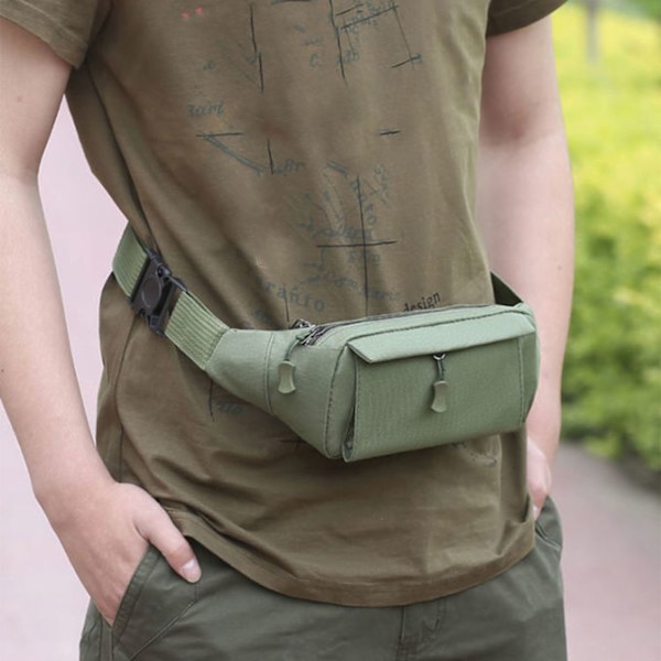 Utomhus midjeväska bröstväska män casual justerbar utomhus sport axelväska för vandring  Fri storlek OD Green