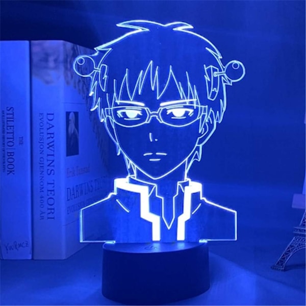 Anime-valo Saiki Kuson katastrofaalinen elämä - Yövalo lasten makuuhuoneen sisustukseen Värikäs yövalo Anime-lahja Kosketusohjaus 3D-lamppu Saiki Kusu