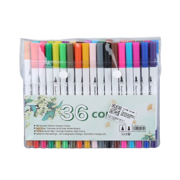 36 farger doble spisser med fleksible fiberbørstespisser Profesjonelle doble børstemarkører Penn Akvarellpenner