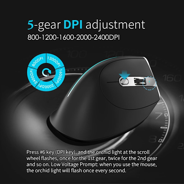 Trådløs Bluetooth Ergonomisk Vertikal Mus Programmerbare Tilpassede Knapper Indbygget Hukommelse USB Computermus til Kontor Spil Højre Hånd PC Mus