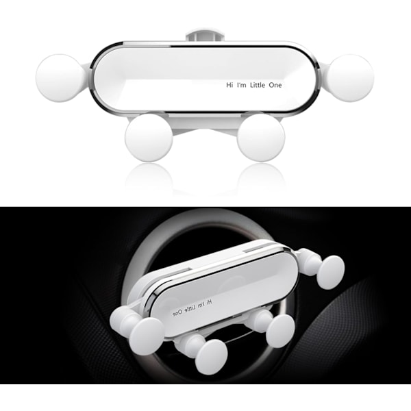 1 PC 360 graders justerbar bilmobiltelefonhållare, bilventilationshållare för telefon, gravitationsmekanisk bilmobiltelefonhållare White