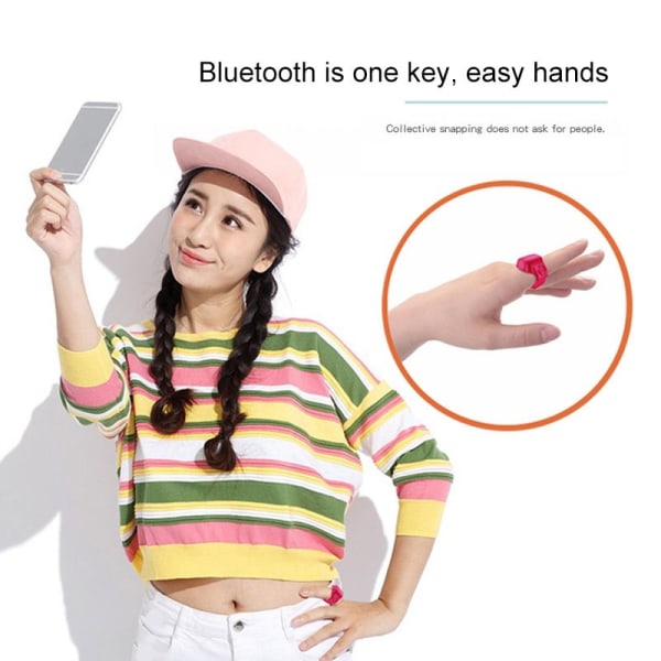 Bluetooth 5.1 mobiltelefon skjutkontroll Mini selfie fjärrkontroll ring Svart