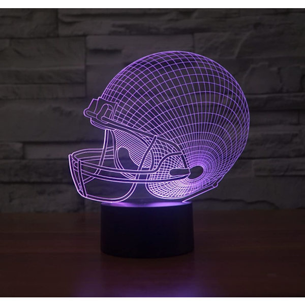 3D Rugby Caps Lampe med Fjernkontroll, 16 Farger Nattelysbilder, Akryl LED Bord- og Nattbordslampe, Barnerom, Skrivebordsdekorasjon, Bursdagsgaver, Leke for Barn