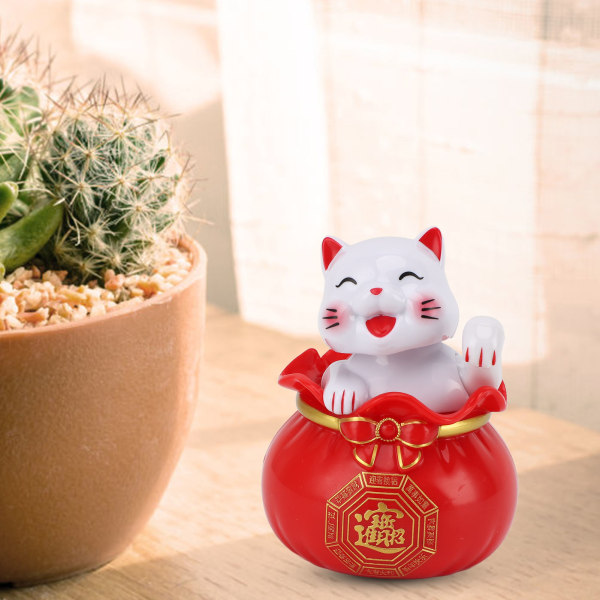 Solcelledrevet Lucky Cat Lucky Wealth Welcoming Cat Bilindretning Desktop Kasseapparat Åbningsdekoration Øje Red Small