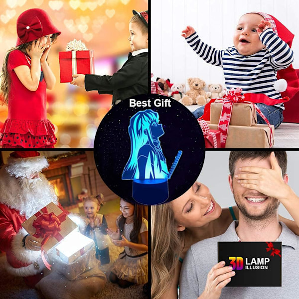 Anime 3D Lampe LED Illusion Lampe Tokitou Muichirou Natlys 16 Farver RGB Fjernbetjening Piger Drenge Soveværelse Dekoration Børn Julegave