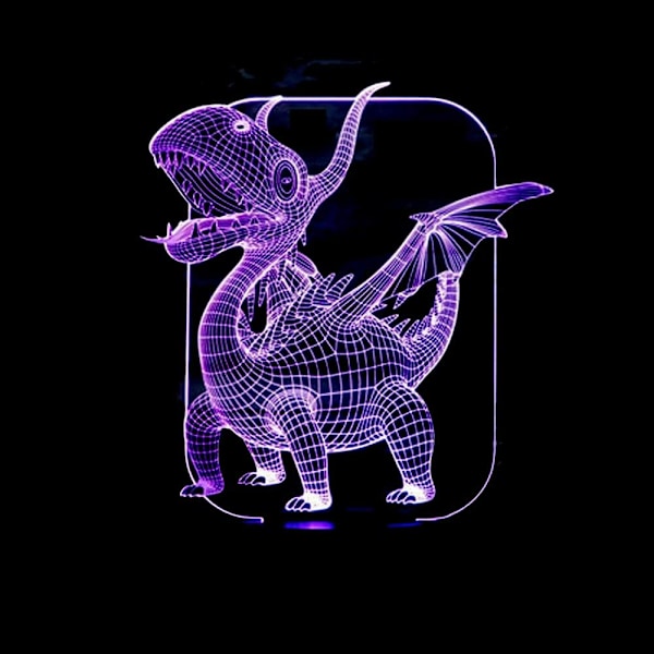 Pterosaurs Draken 3D LED-lampa Magisk Illusion LED Bordlampa med Bild Nattljus för Pojkar Barn Presenter 7 Färger Touchkontroll