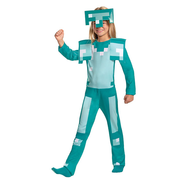 Minecraft Rustning Pojkarnas Jumpsuit Kostym Blå Kostym Barnens Magiska Diamant Rustning Set Halloween Stor (Höjd 125-135cm)