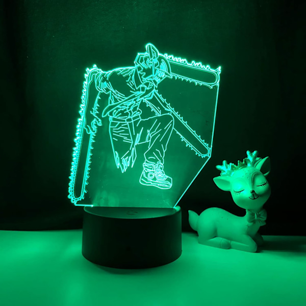 3D LED-lampa Anime Chainsaw Man för sovrumsdekoration nattlampa barnfödelsedagspresent Manga Chainsaw Man LED nattlampa sängbord