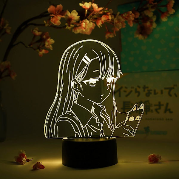 Nagatoro Tekstiviesti Otaku Lamppu – Älä Leiki Kanssani, Neiti Nagatoro – Anime Lamppuhahmo Yövalo, 16 Väriä RGB LED – Kaukosäädin, 3D Anime Huone