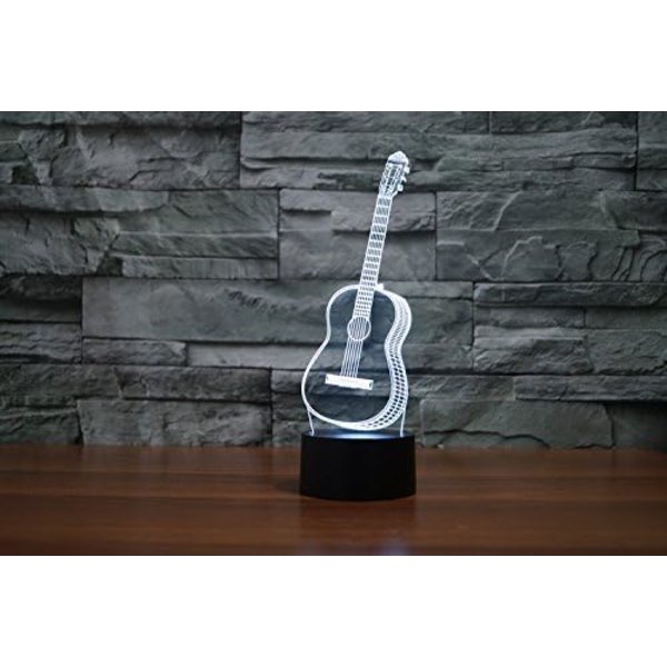 3D Guitar Fjernbetjening 16 Farve Natlys Illusion Akryl LED Bord Sengelampe Børneværelse Skrivebords Dekoration Fødselsdagsgaver Legetøj til Børn