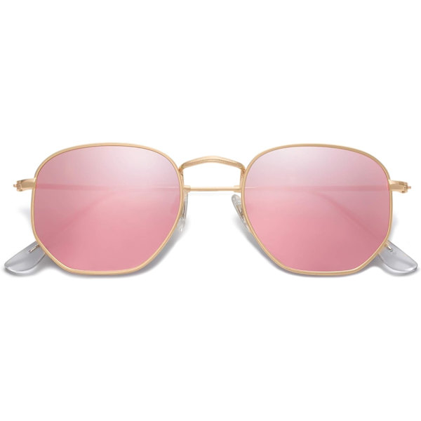 Polariserte solbriller for kvinner og menn, små sekskantede speilglass SJ1072 Pink