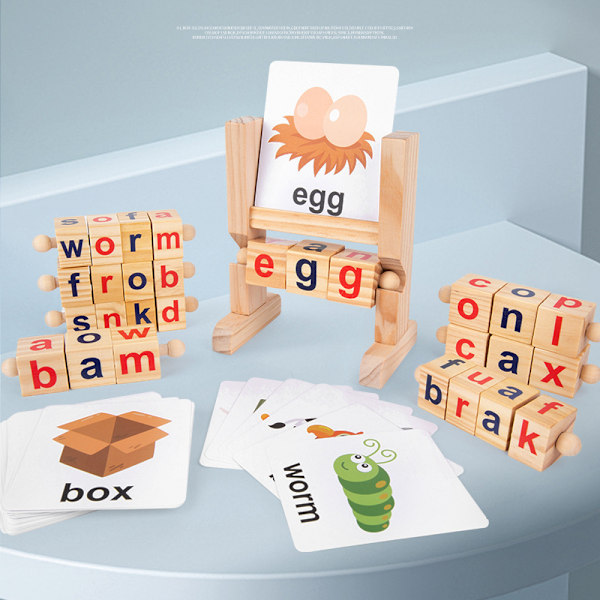Spin and Read Phonics Træ Læseblokke | Læringsressourcer og Montessori Trælegetøj til Børn i Alderen 3 4 5 6