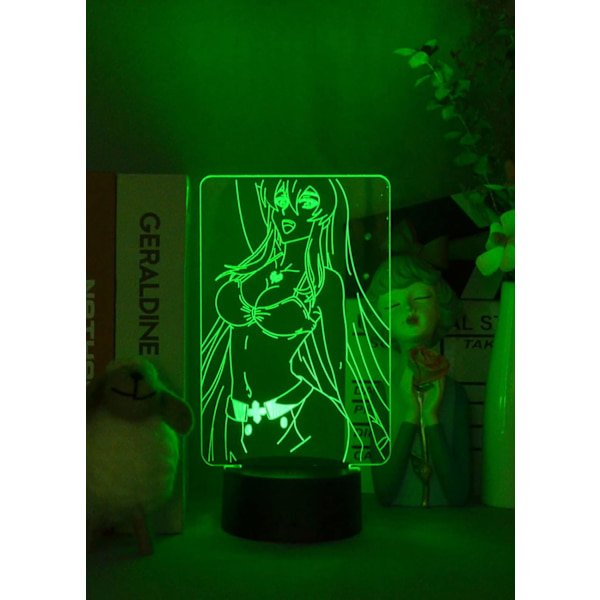 Akame Ga Kill Natlampe 3D LED Skrivebordslampe USB-drevet Natlys Fjernbetjening Ferie Fødselsdagsgave Soveværelsesindretning