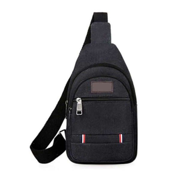 Slingväska Hållbar Canvas Sling Ryggsäck Justerbar Rem Bröstväska Snygg Resväska Axelväska för Män  Fri Storlek Black