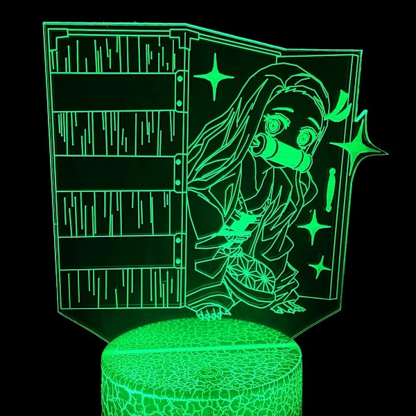 3D Illusions nattlys, Anime-lampe med 7 farger for barnegavene soverom dekor (Søt jente)